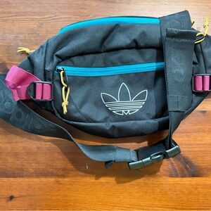 Adidas Black and Blue Belt Bag with Adjustable Straps